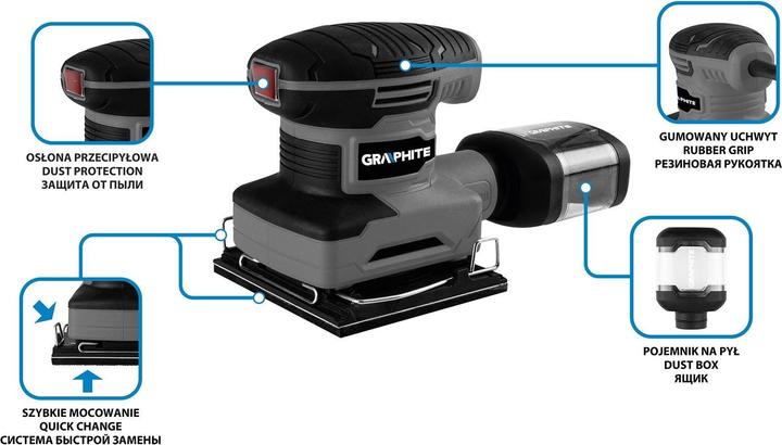 Image du produit Graphite Broyage de particules 240 W, 110 x 100 mm Pied (Ponceuse vibrante, 240 W)