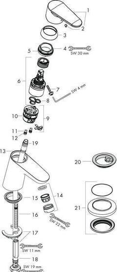 Image du produit hansgrohe Robinet sur pied Focus 31130000 chromé sans vidage