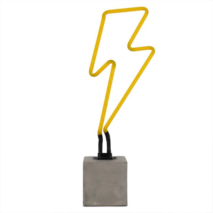 Actual product image Locomocean Glass Neon Table Lamp with Concrete Base - Flash