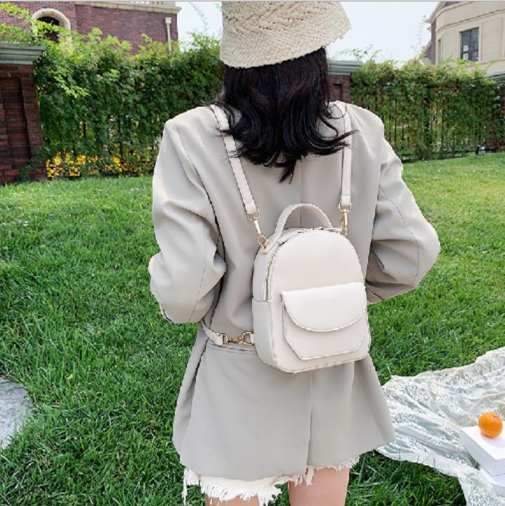 Immagine prodotto Only-Bags.Store Mini zaino a tre vie in pelle vegana, mini zaino in beige, borsa in pelle vegana