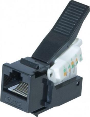 Exertis Connect RJ45 socket, Cat. 6, UTP, Keystone, black For installation in module racks, data sockets or (Keystone module)