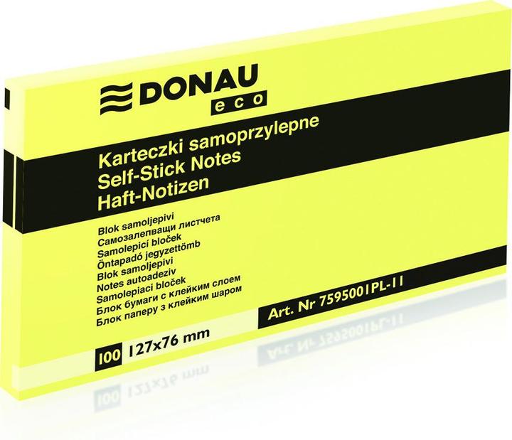 Donau Bloc autocollant eco, 127x76mm, 1x100 feuilles, jaune clair