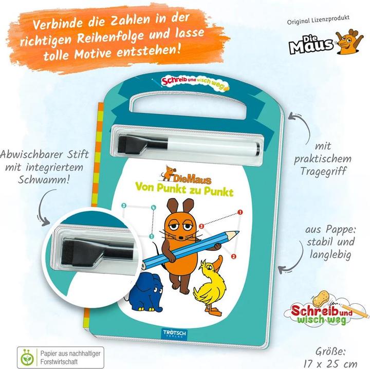 Schreib und wisch weg Von Punkt zu Punkt Die Maus mehrfarbig