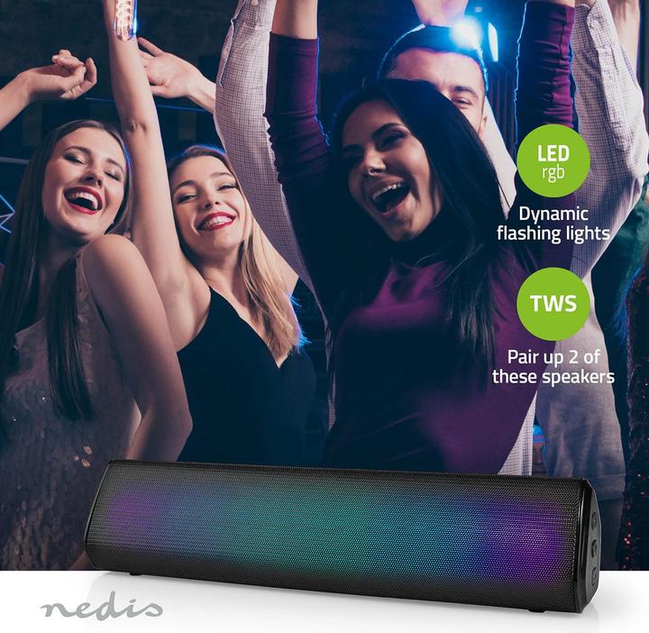 Produktbild Nedis Bluetooth®-Lautsprecher | max. Batteriespielzeit: 6 Std | Tisch Design | 18 W | Stereo | Einge (6 h, Batteriebetrieb)