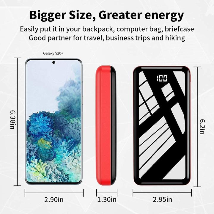Produktbild Bextoo Powerbank 30000mAh, Rot (27000 mAh, 22.50 W, 22.50 Wh)