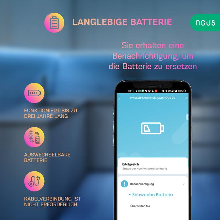 Actual product image Nous Smart Water Leakage Sensor E4 ZigBee