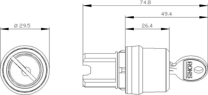 Voedingswaarden en ingrediënten Siemens RONIS sleutelschakelaar, 22mm, slot
