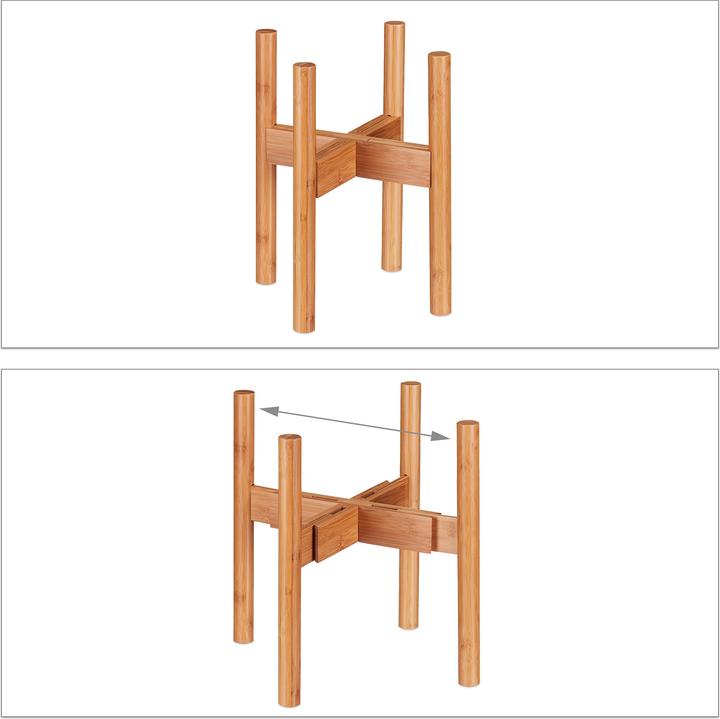 Relaxdays Bamboo Plant Stand, Adjustable
