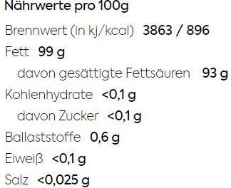 Nährwerte und Zutaten KoRo Kokosöl (1000 ml)