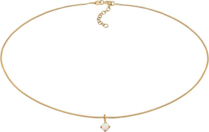 Elli Choker (Synthetischer Opal, 925 Sterling Silber vergoldet, 36 cm)