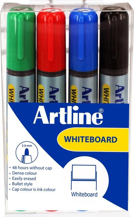 Produktbild Artline Whiteboard Marker nicht nachfüllbar (Mehrfarbig, 2 mm, 4 x)