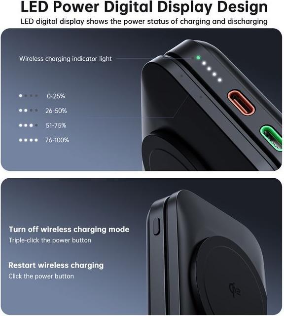 Actual product image Choetech 3in1 Qi2 MagSafe wireless charger and power bank (15 W)