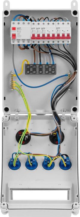 Produktbild MSW Stromverteiler 4 x Schuko 2 x CEE-Steckdosen FI-/ 4 Leitungsschutzschalter (CEE 32/3, CEE 7/3)