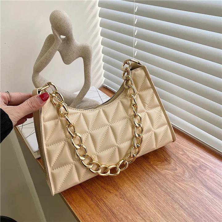 Only-Bags.Store Diamantmuster Umhängetasche PU-Leder Solide Farbe Nische Kette Handtasche Mode Unterarm