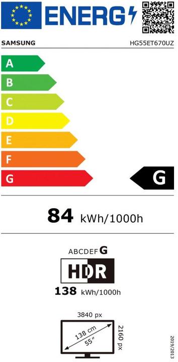 Energy Label Samsung 55HT670U 55IN HTV (55", LCD, UHD, 2023)