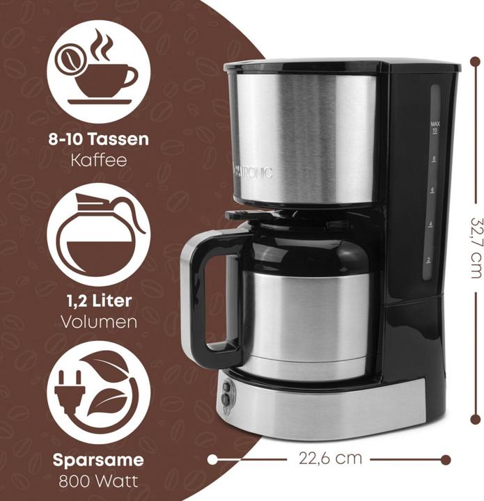Actual product image Clatronic KA 3805 Coffee maker silver, 8-10 cups