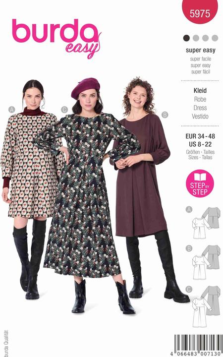 Produktbild Schnittmuster Kleid mit U-Boot-Ausschnitt und Bündchenärmeln