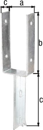 Produktbild GAH U-Pfostenträger ETA-10/0210 91x200x200x50mm feuerverzinkt mit Betonanker aus T-Eisen (1 Stk.)