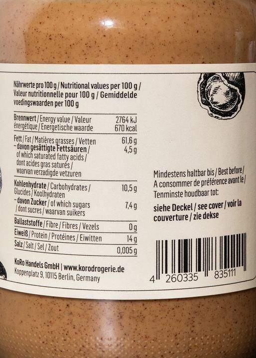 Nährwerte und Zutaten KoRo Haselnussmus (500 g)