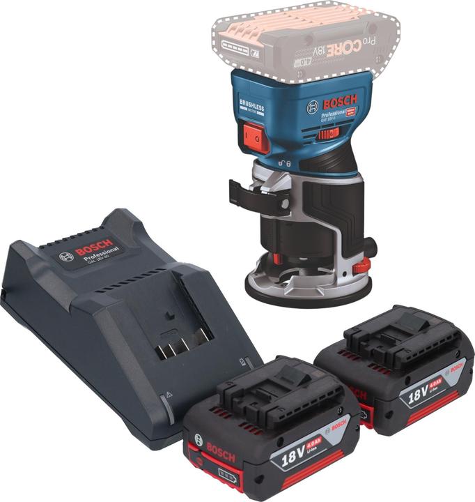 Actual product image Bosch Professional Bosch GKF 18V-8 Professional cordless edge router 18 V 8.0 mm brushless + 2x rechargeable battery