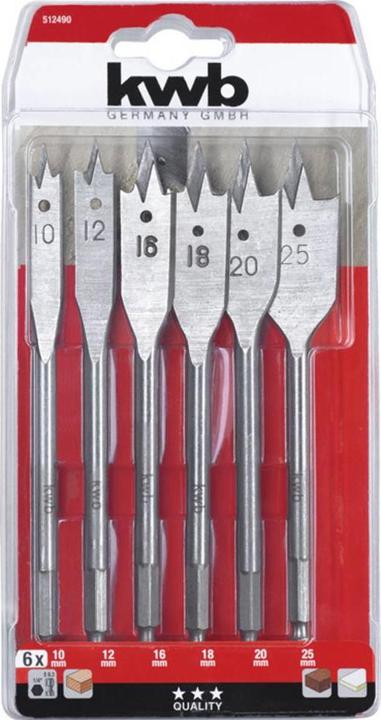 Produktbild kwb Flachfräsbohrerset 6tlg (10, 12, 16, 18, 20, 22, 24 mm)