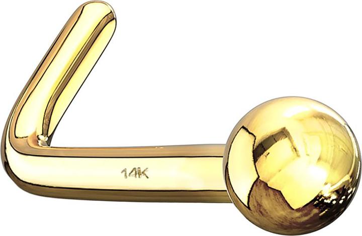 Star Piercing Nasenstecker gewinkelt 14k gold mit Kugel (14k Gold, ohne Messing)