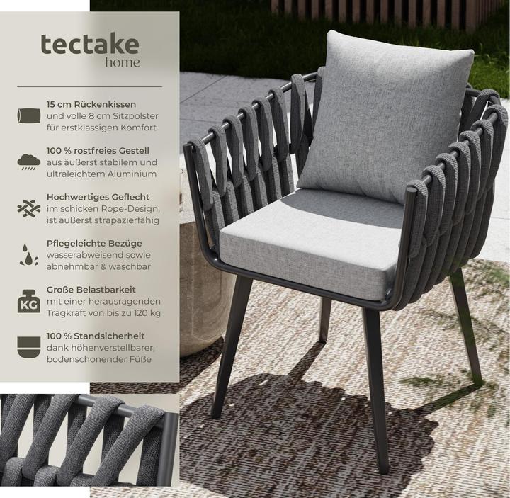 Produktbild tectake Stuhl Lugano im Rope-Design mit Aluminiumgestell