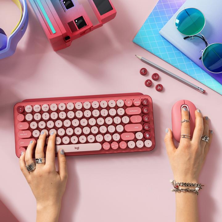 Produktbild Logitech Pop Keys, Mini, RF Wireless + Bluetooth, Mechanischer Switch, QWERTY, Pink (US)