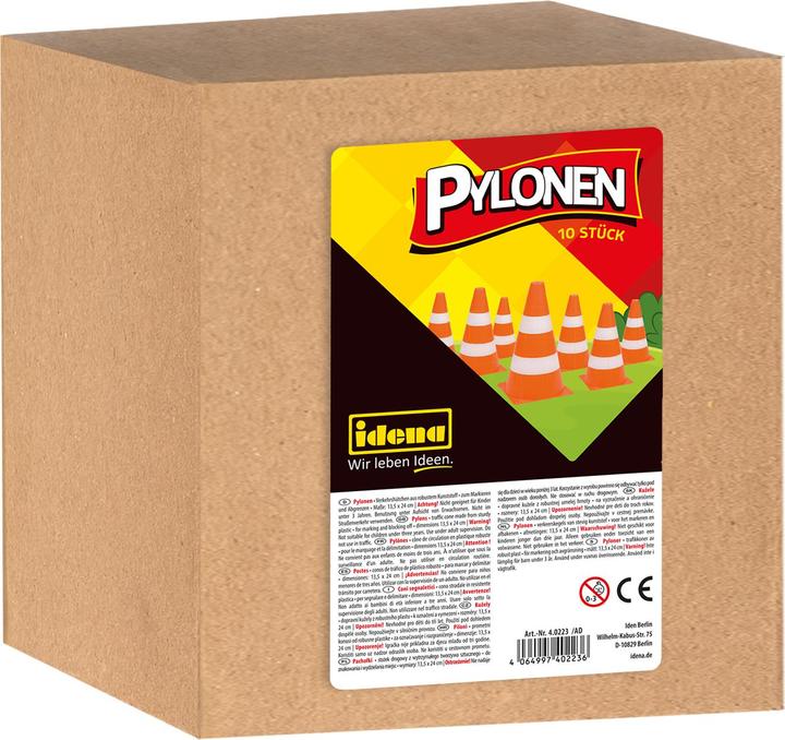 Actual product image Idena Pylons 13.5x24cmorange/white 10s