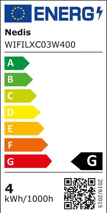 Energie-Label Nedis SmartLife Dekorative LED | Wi-Fi | Kaltweiss | 400 LED's | 8.00 m | Android™ / IOS (0.23 m)