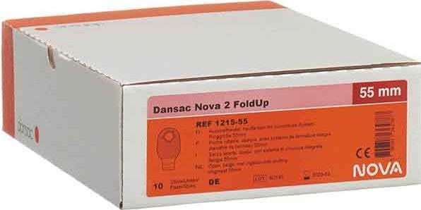 Produktbild Dansac Nova 2 FoldUp Ileostomie 55mm opaque 10 Btl (10 Stück, 2316.60 ml, 227 g)