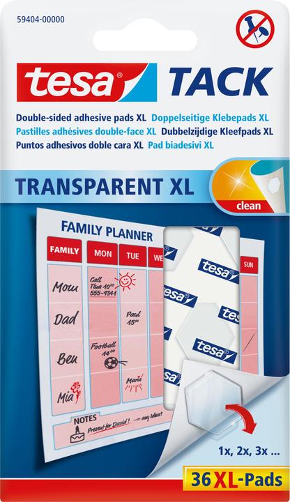 tesa TACK doppelseitige Klebebads, transparente Klebestreifen