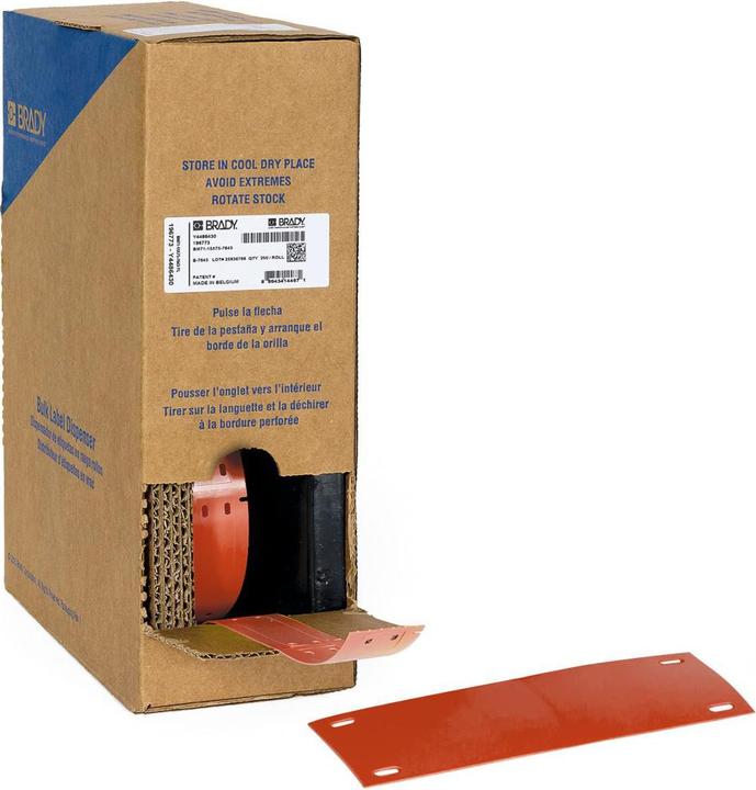 Produktbild Brady BM-25x75-7643-RD, Heatex Schilder, Rot, matt, 25.00 x 75.00 mm, nicht klebend, Grossrolle (25