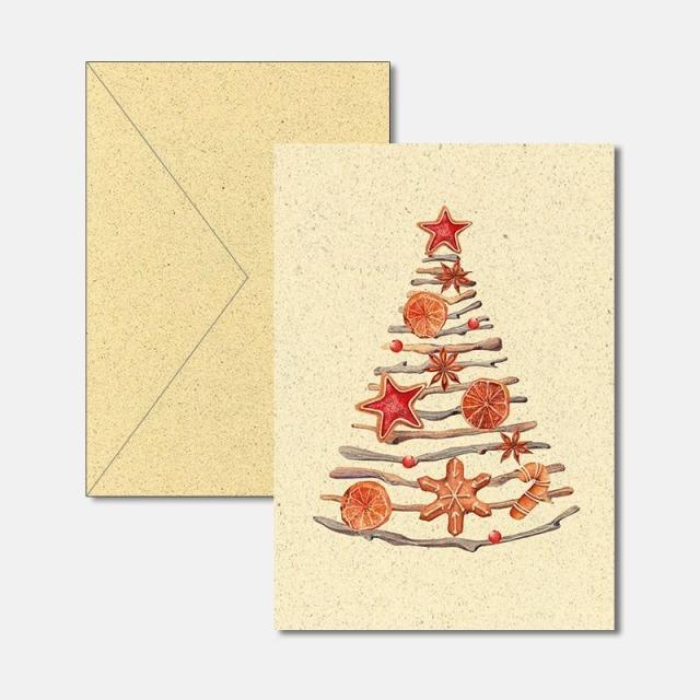 Actual product image Christmas Card Spice Tree - Grass Paper Card (1 pcs.)