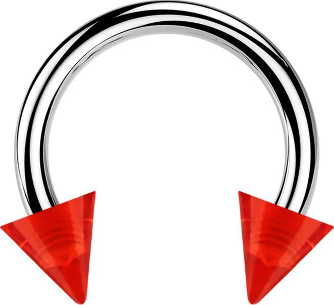 Actual product image Star Piercing Micro Circular Barbell silber mit zwei Cones rot transparent (Acrylic, without brass, Surgical steel 316L)