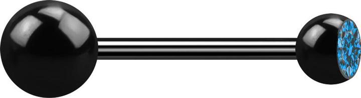 Star Piercing Micro Barbell schwarz mit Kugel und Kugeln Kristall hellblau (ohne Messing, Chirurgenstahl 316L)