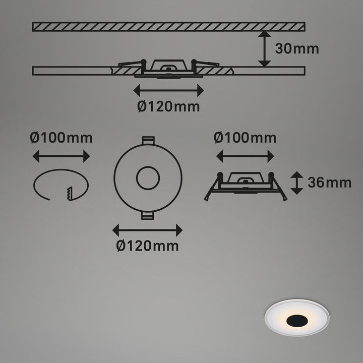 Produktbild Briloner LED Einbauleuchte,3er-Set, schwarz, 3xLED-Modul/6W (650 lm)