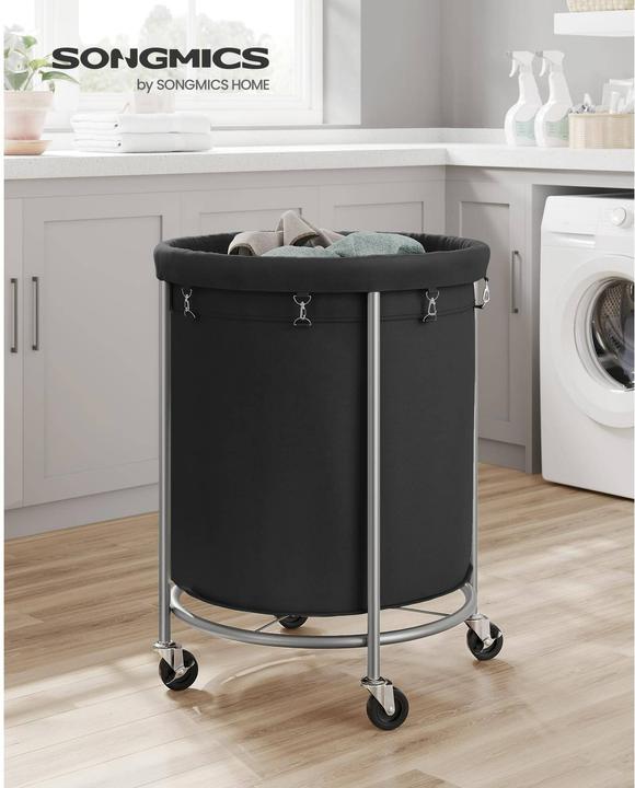 Actual product image Songmics Laundry basket on castors 48 l, black/silver, detail colour (170 l)