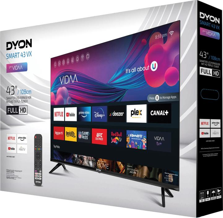 Image du produit Dyon SMART 43 VX TV LED 108cm 43 pouces EEK E (A - G) DVB-S2, DVB-C, DVB-T2, CI+, Full HD, Smart TV (43", LED, Full HD)