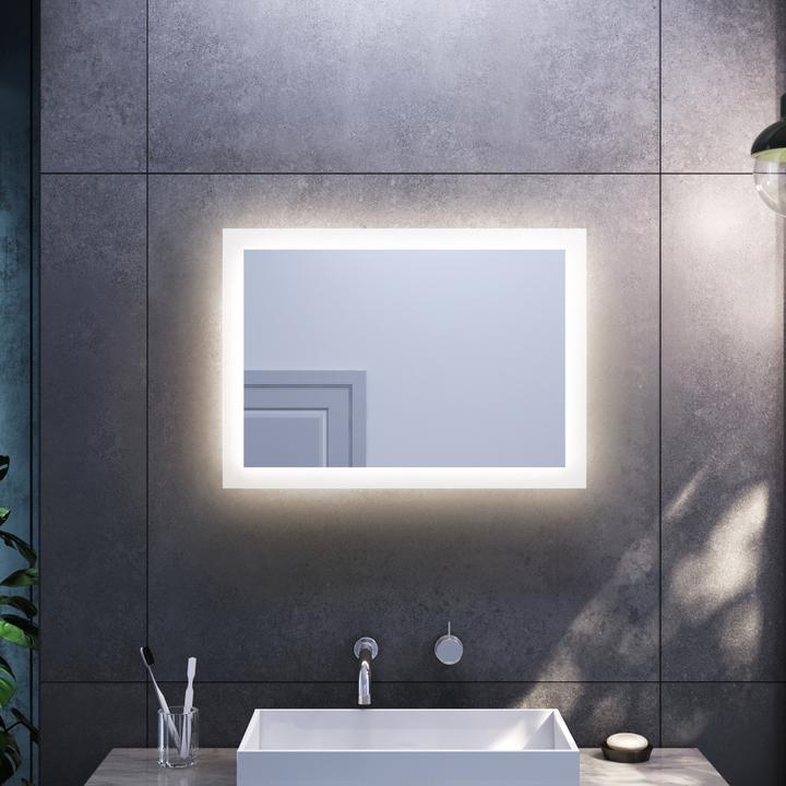 Produktbild SONNI LED-Badezimmerspiegel, 50 x 70 cm, warmweiss, vertikale/horizontale Montage, IP44 wasserdicht