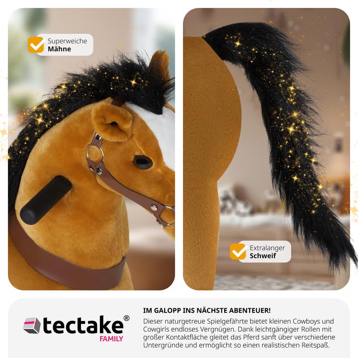 Immagine prodotto tectake Cavallo a dondolo su ruote, peluche, design realistico