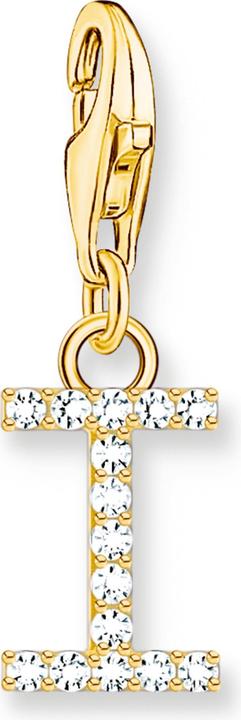Thomas Sabo Charm-Anhänger Buchstabe I mit Weissen Steinen Vergoldet (925er Silber)