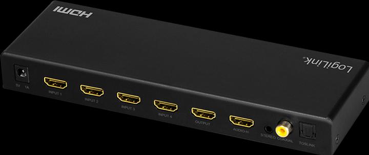 Actual product image LogiLink HDMI switch, 4x1 port, 4K/60 Hz, HDCP, HDR, ARC, Audio Extract, RC