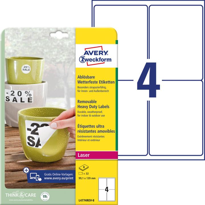 Produktbild Avery Wetterfeste Etiketten, ablösbar