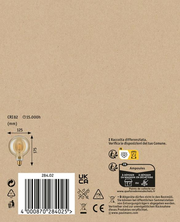 Produktbild Paulmann 1879 Filament Globe (E27, 4 W, 250 lm, 1 x)