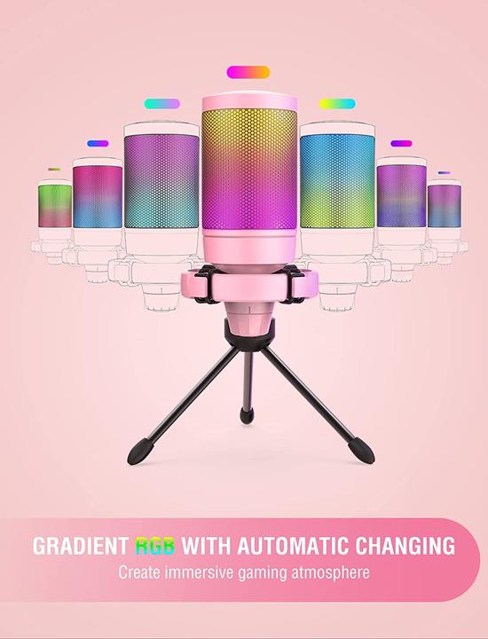 Image du produit Fifine A6V USB RGB Gaming Mic rose
