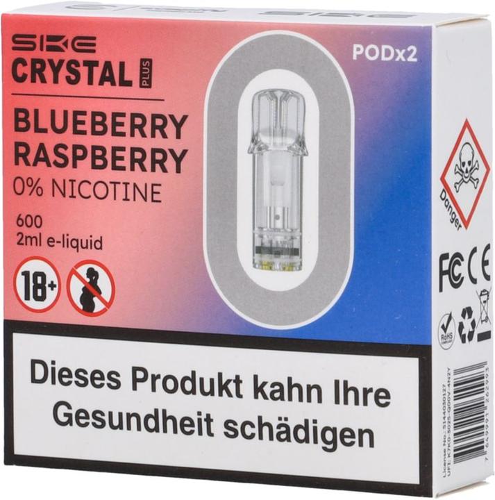 Image du produit SKE Crystal Plus Blueberry Rasperry - Recharge pour E-Pod - 2 pcs. à 2 ml (Myrtille, Framboise)