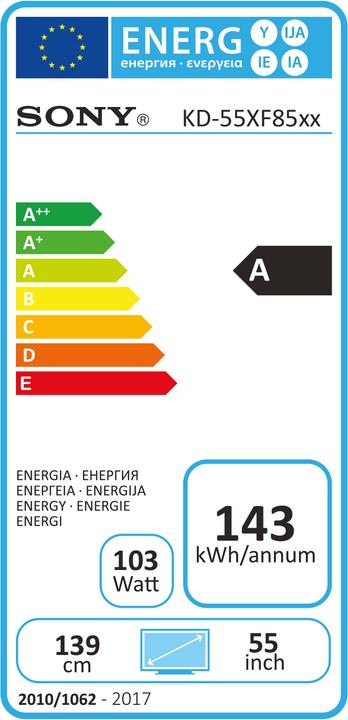 Etichetta energetica Sony Kd-55xf8505 (55", LCD, 4K, 2018)