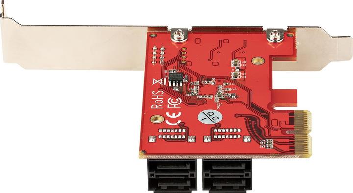 Produktbild StarTech com 4P6G-PCIE-SATA-CARD, PCIe, SATA, PCIe 3.0, Rot, ASMedia - ASM1164, 6 Gbit/s