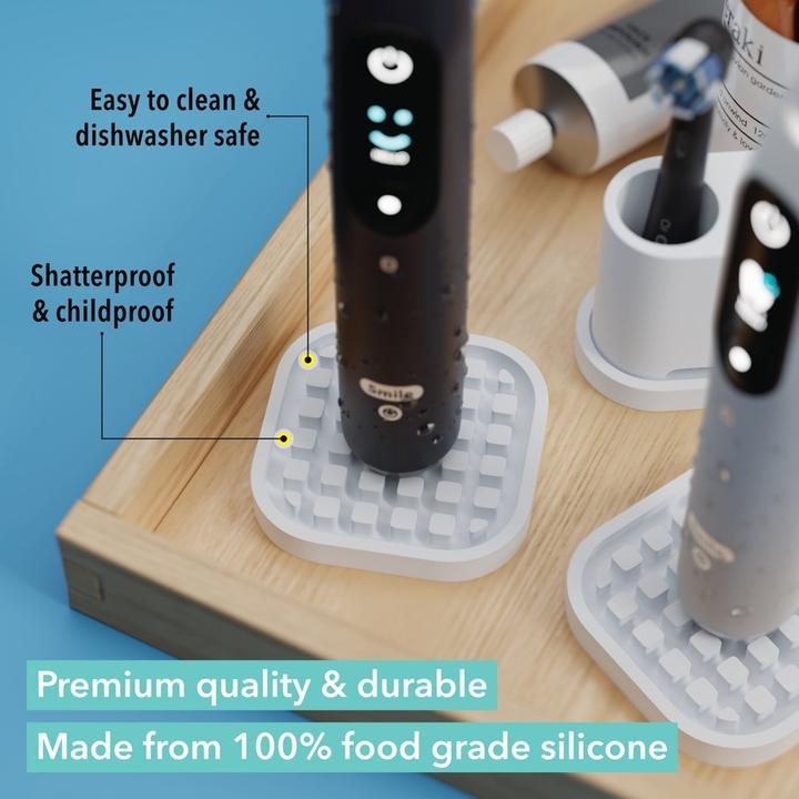 Produktbild Qikfresh Zahnbürsten Untersetzer Schwarz 2er Set (Zahnbürstenhalter)